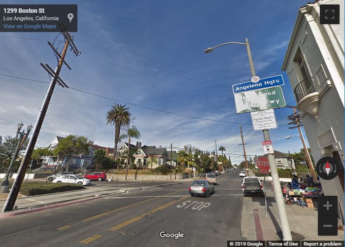 Google Street View of E. Edgeware and Boston in Angelino Heights